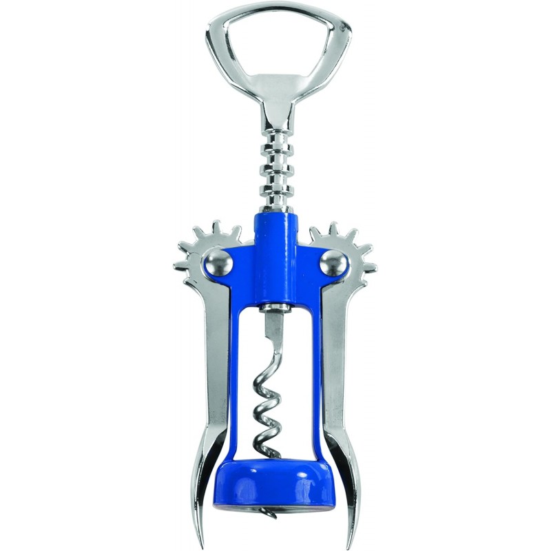 True Soar Winged Corkscrew Wine Opener, Multi-Purpose Bottle Opener for Beer and Soda, Stainless Steel with Chrome Finish, Easy to Remove Cork for Bartenders, Home Bar, Kitchen, Set of 1, Blue