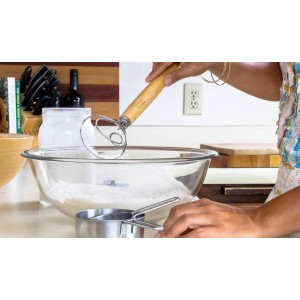 The Original Kitchen LARGE 13.5” Stainless Steel Dutch Style bread dough whisk for pastry pizza. alternatives to a blender, mixer or hook, Natural