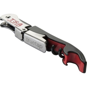 True Jetsetter TSA Compliant Double Hinged Waiters Corkscrew Wine Opener, Durable Stainless Steel with Built-in Bottle Opener and Foil Cutter for Travel, Outdoor Adventures, Home Bar, Set of 1, Black