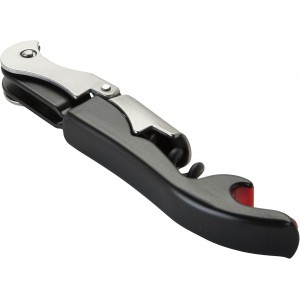 True Jetsetter TSA Compliant Double Hinged Waiters Corkscrew Wine Opener, Durable Stainless Steel with Built-in Bottle Opener and Foil Cutter for Travel, Outdoor Adventures, Home Bar, Set of 1, Black