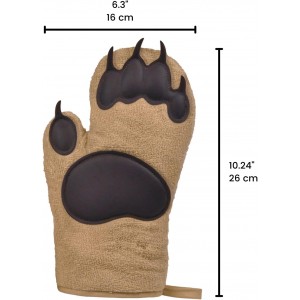 Genuine Fred Bear Hands Oven Mitts – Heat-Resistant Silicone and Cotton Gloves, Fun Gift for Bakers, Animal Lovers, White Elephant or Housewarming