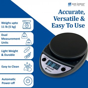 Escali Primo NSF Listed Digital Scale, 11 lb/5 kg, Black (SCDGP11BK)
