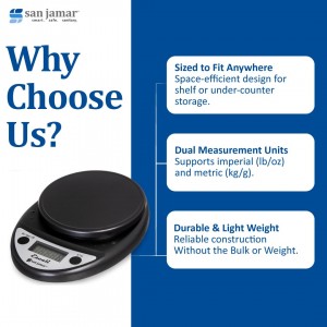 Escali Primo NSF Listed Digital Scale, 11 lb/5 kg, Black (SCDGP11BK)