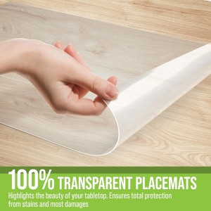 CraftyCrocodile Clear Plastic Placemats Set of 4 - Vinyl Table Protector for Dining, Kitchen, Office, Painting Table, Shelves - Heat Resistant, Crystal Clear, Wipeable Place Mats - 17.5x12
