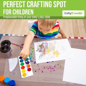 CraftyCrocodile Clear Plastic Placemats Set of 4 - Vinyl Table Protector for Dining, Kitchen, Office, Painting Table, Shelves - Heat Resistant, Crystal Clear, Wipeable Place Mats - 17.5x12