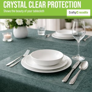 CraftyCrocodile Clear Plastic Placemats Set of 4 - Vinyl Table Protector for Dining, Kitchen, Office, Painting Table, Shelves - Heat Resistant, Crystal Clear, Wipeable Place Mats - 17.5x12