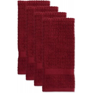 DII Basic Terry Collection Waffle Dishtowel Set, 15x26, Solid Wine, 4 Piece