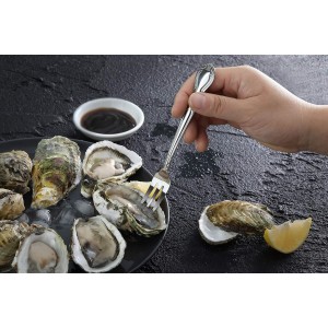 New Star Foodservice 58680 Stainless Steel Rose Pattern Oyster Fork, 5.8-Inch, 12 pieces