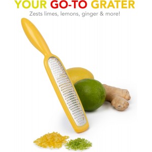 Joie Grate Zester, Handheld Grater Ideal for Citrus, Hard Cheese, Chocolate, Cinnamon, and Nutmeg, Stainless Steel, Multiuse Kitchen Tool, BPA-Free, Colors May Vary
