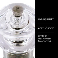 Cole & Mason 505 Refillable Spice Mill - Kitchen & Home Accessory - Table Pepper Grinder - Peppercorn Included - Acrylic - Pepper Mill 5.5