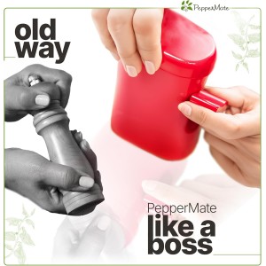 PepperMate Traditional Black Pepper Grinder Mill - Manual, High-Efficiency Salt and Pepper Grinder - Durable, Adjustable Coarseness Pepper Mill Grinder - Easy to Use