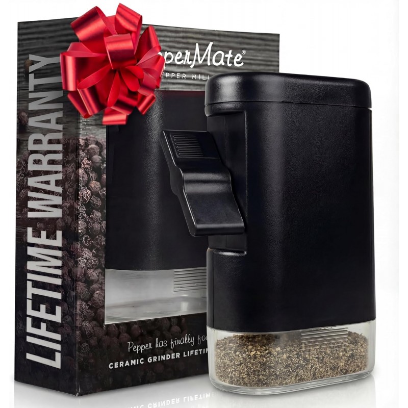 PepperMate Traditional Black Pepper Grinder Mill - Manual, High-Efficiency Salt and Pepper Grinder - Durable, Adjustable Coarseness Pepper Mill Grinder - Easy to Use