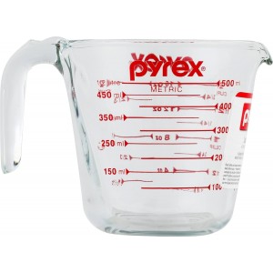 Pyrex Prepware 2-Cup Measuring Cup, Red Graphics, Clear