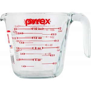 Pyrex Prepware 2-Cup Measuring Cup, Red Graphics, Clear
