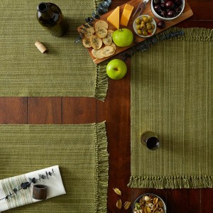 DII Variegated Tabletop Collection, Placemat Set3x19, Olive Green, 6 Piece
