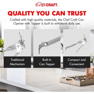 Chef Craft Select Can Opener with Tapper, 6.5 inches in length, Nickle Plated