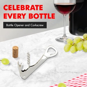 Chef Craft Select Bottle Opener and Corkscrew, 5.5 inches in length, Nickle Plated