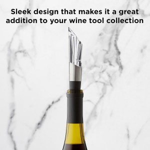 Rabbit W6127 Wine Aerator and Pourer, Clear and Stainless Steel Design, Easy to Use for Enhancing Wine Flavor and Smooth Pouring