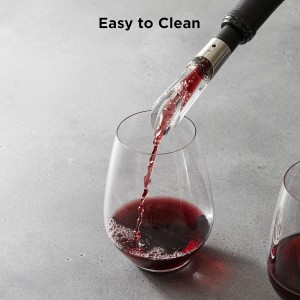 Rabbit W6127 Wine Aerator and Pourer, Clear and Stainless Steel Design, Easy to Use for Enhancing Wine Flavor and Smooth Pouring