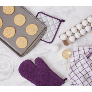 DII Basic Terry Collection 100% Cotton Quilted, Oven Mitt, Eggplant, 2 Piece