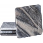 Thirstystone 4 Pack Natural Marble Square Coasters with Protective Cork Backing, Elegant, Luxourious, Easily Wipes Clean