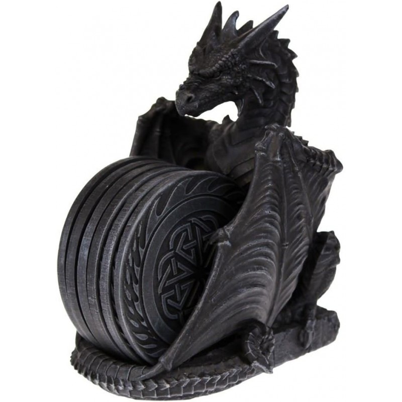 Dark Dragon Table Coasters Set Sculpture Cool Finish