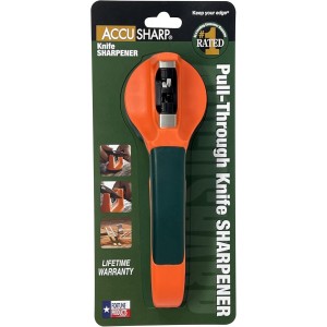 AccuSharp Pull-Through Knife Sharpener, Handheld, Blade Sharpener, Repair, Restore, and Polish Blades, Portable Multi-Tool Sharpener, Orange/Green