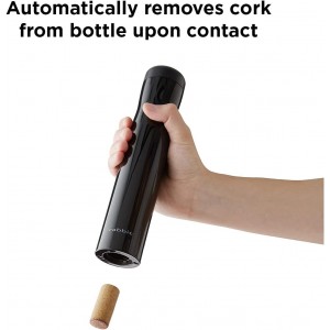 Rabbit Automatic Electric Corkscrew Wine Opener, Cordless Rechargeable, One-Touch Operation, Sleek Shiny Black Finish, Easy to Use for Wine Lovers