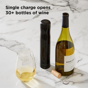 Rabbit Automatic Electric Corkscrew Wine Opener, Cordless Rechargeable, One-Touch Operation, Sleek Shiny Black Finish, Easy to Use for Wine Lovers