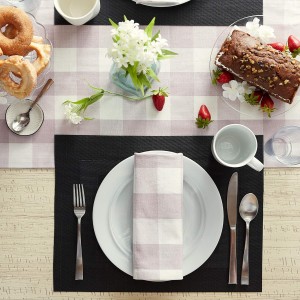 DII PVC Tabletop Collection Woven Indoor/Outdoor, Placemat Set, 13x17.25, Black, 6 Piece
