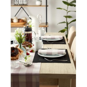 DII PVC Tabletop Collection Woven Indoor/Outdoor, Placemat Set, 13x17.25, Black, 6 Piece