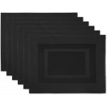 DII PVC Tabletop Collection Woven Indoor/Outdoor, Placemat Set, 13x17.25, Black, 6 Piece