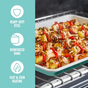 GreenLife Bakeware 18” x 13” Half Cookie Sheet Baking Pan, Non-Toxic PFAS-Free Healthy Ceramic Nonstick, Oven Safe to 450°F, Easy Release, Even Heating, Easy Clean, Turquoise