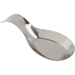 Home Basics Stainless Steel Spoon Rest, Kitchen Spoon Utensil Holder, Dishwasher Safe, Silver