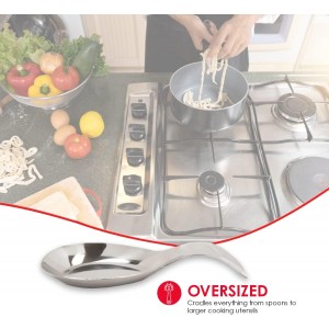 Home Basics Stainless Steel Spoon Rest, Kitchen Spoon Utensil Holder, Dishwasher Safe, Silver