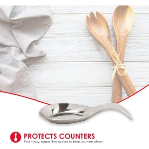 Home Basics Stainless Steel Spoon Rest, Kitchen Spoon Utensil Holder, Dishwasher Safe, Silver