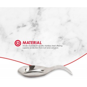 Home Basics Stainless Steel Spoon Rest, Kitchen Spoon Utensil Holder, Dishwasher Safe, Silver