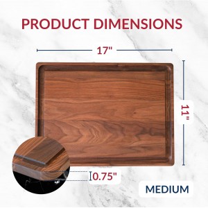  Black Walnut Wood Cutting Board by Virginia Boys Kitchens - Butcher Block Wooden Carving Board with Juice Well made from Sustainable Hardwood (17x11)