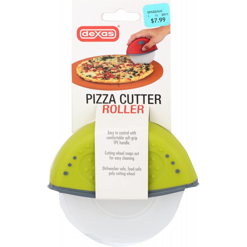 Dexas One Handed Rolling Pizza Cutter, Green