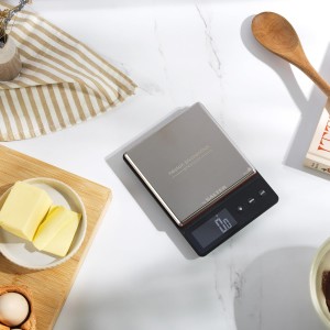 Salter Heston Blumenthal Precision 1140A HBBKDR Digital Kitchen Scales - Premium Compact Baking/Cooking Scale, for Weighing Food/Coffee and Liquid, 0.5 g Increments, Slim, Stainless Steel/Black