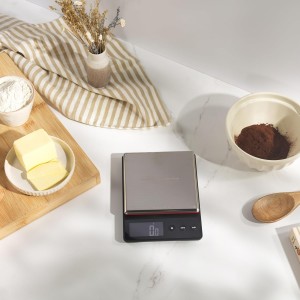 Salter Heston Blumenthal Precision 1140A HBBKDR Digital Kitchen Scales - Premium Compact Baking/Cooking Scale, for Weighing Food/Coffee and Liquid, 0.5 g Increments, Slim, Stainless Steel/Black