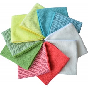 SINLAND Microfiber Dish Cloths for Washing Dishes Towels Best Kitchen Washcloth Cleaning Rags Cloths with Poly Scour Side - Used for Plates, Bowls and Dishes, 5 Color Assorted 12inchx12inch 10pack