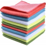 SINLAND Microfiber Dish Cloths for Washing Dishes Towels Best Kitchen Washcloth Cleaning Rags Cloths with Poly Scour Side - Used for Plates, Bowls and Dishes, 5 Color Assorted 12inchx12inch 10pack