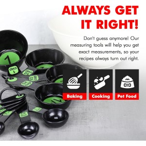 Chef Craft Easy to Ready Plastic Measuring Cup Set, 10 piece set, Green