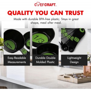 Chef Craft Easy to Ready Plastic Measuring Cup Set, 10 piece set, Green