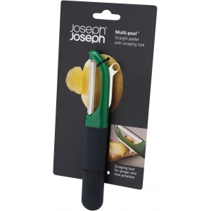 Joseph Joseph Multi-Peel Straight Peeler Easy Grip Handles Stainless Steel Blade for Kitchen Vegetable Fruit, Green