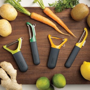 Joseph Joseph Multi-Peel Straight Peeler Easy Grip Handles Stainless Steel Blade for Kitchen Vegetable Fruit, Green