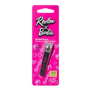 Revlon x Barbie Nail Clipper, Stainless Steel Non-Corrosive Mess Free Curved Blade Fingernail Toenail Cutter