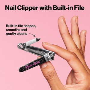 Revlon x Barbie Nail Clipper, Stainless Steel Non-Corrosive Mess Free Curved Blade Fingernail Toenail Cutter