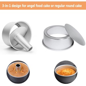 6 Inch Angel Food Cake Pan with Removable Bottom, Aluminum Round Tube Pan Chiffon Cake Mold Baking Tin